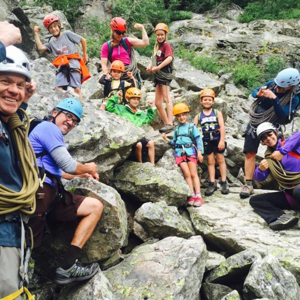 The Mithoff-Perez clan on a family climbing day at Hidden Falls.